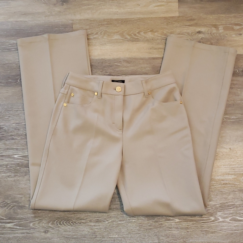 Escada Straight-leg Tan Virgin Wool Pants 34 (4)